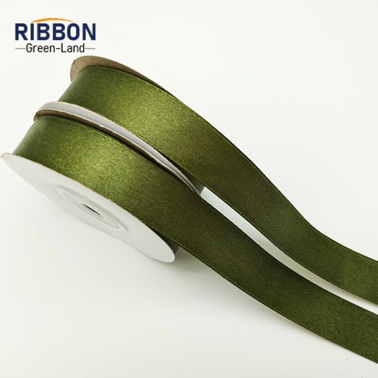 Polyester Single Face Satin Green Matt Ribbon