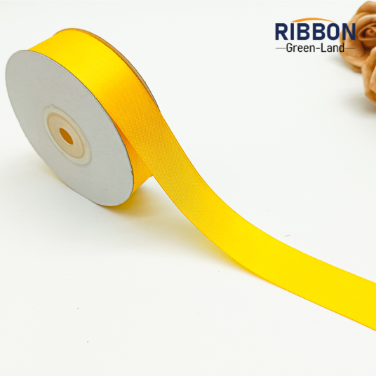 Polyester Single Face Satin Yellow Matt Ribbon