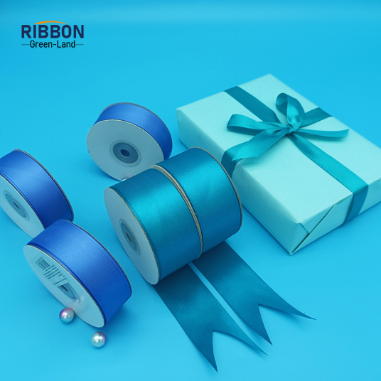 Polyester Single Face Satin Blue Shine Ribbon