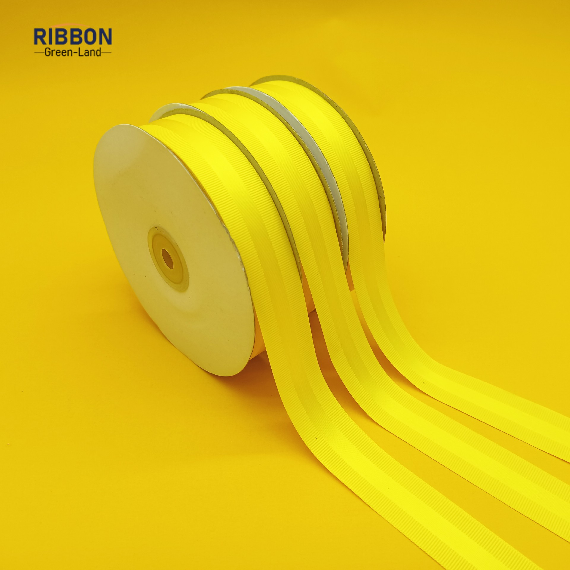 Polyester Yellow Grosgrain Edge Satin Ribbon