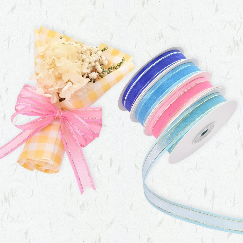 Satin-Edged Organza Ribbon with Metallic Yarn