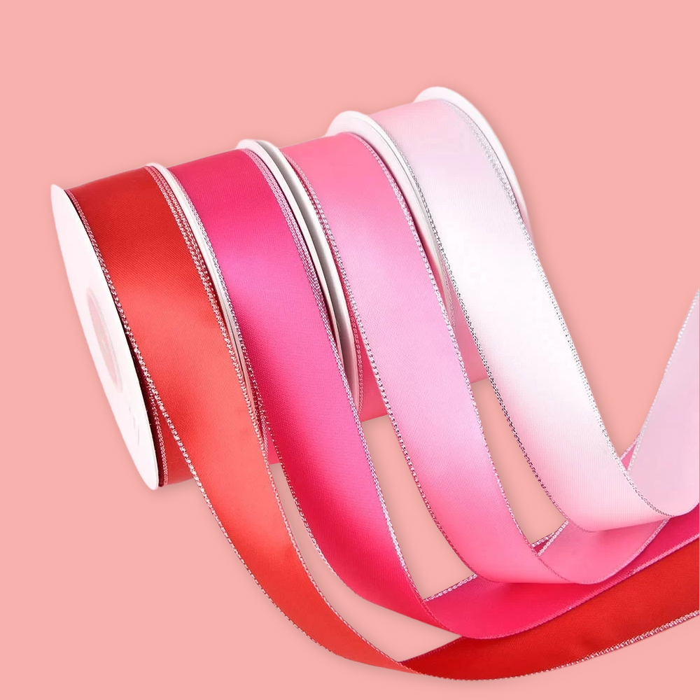 Silver Metallic-Edge Satin Ribbon