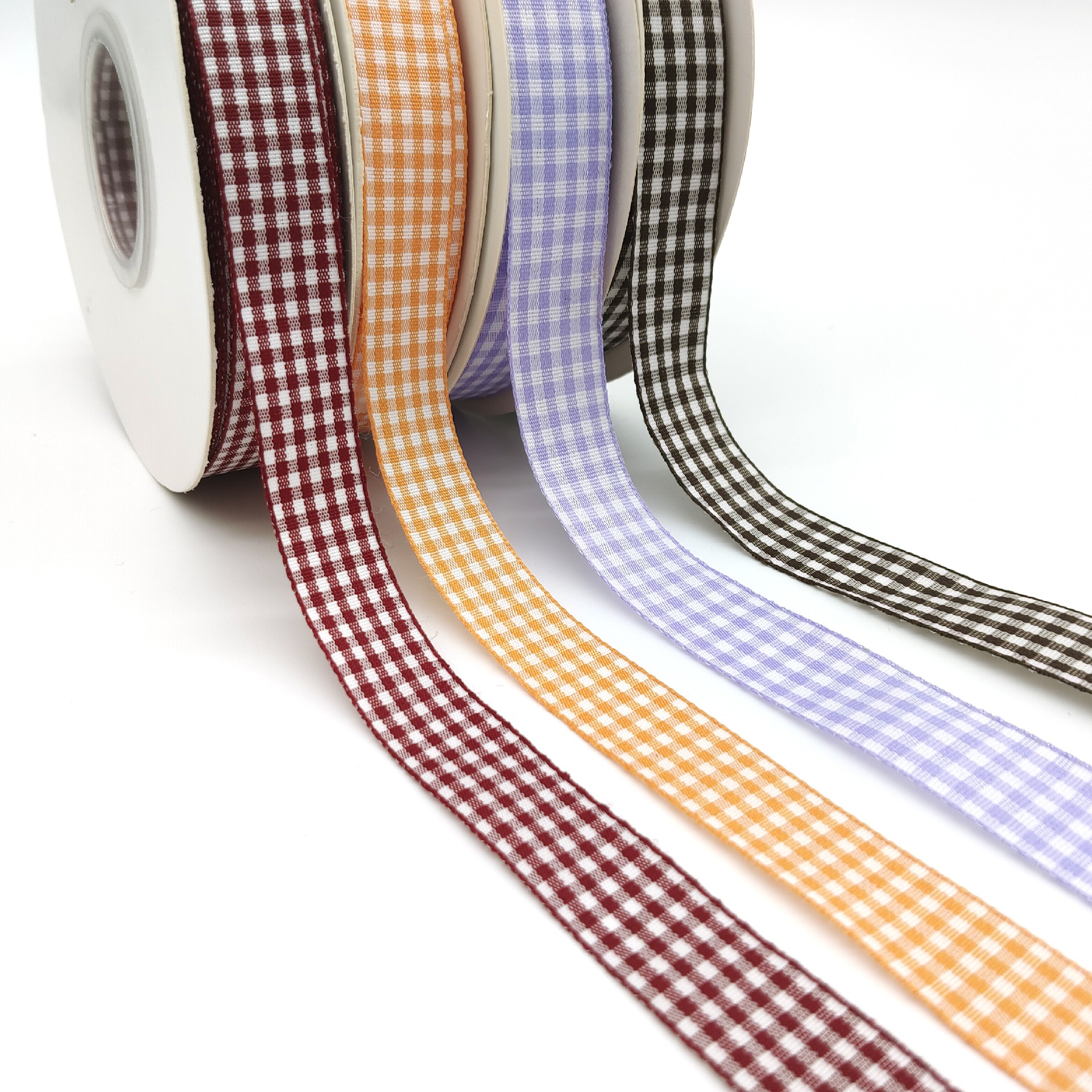 Christmas plaid ribbon gingham pattern ribbon for gift packing